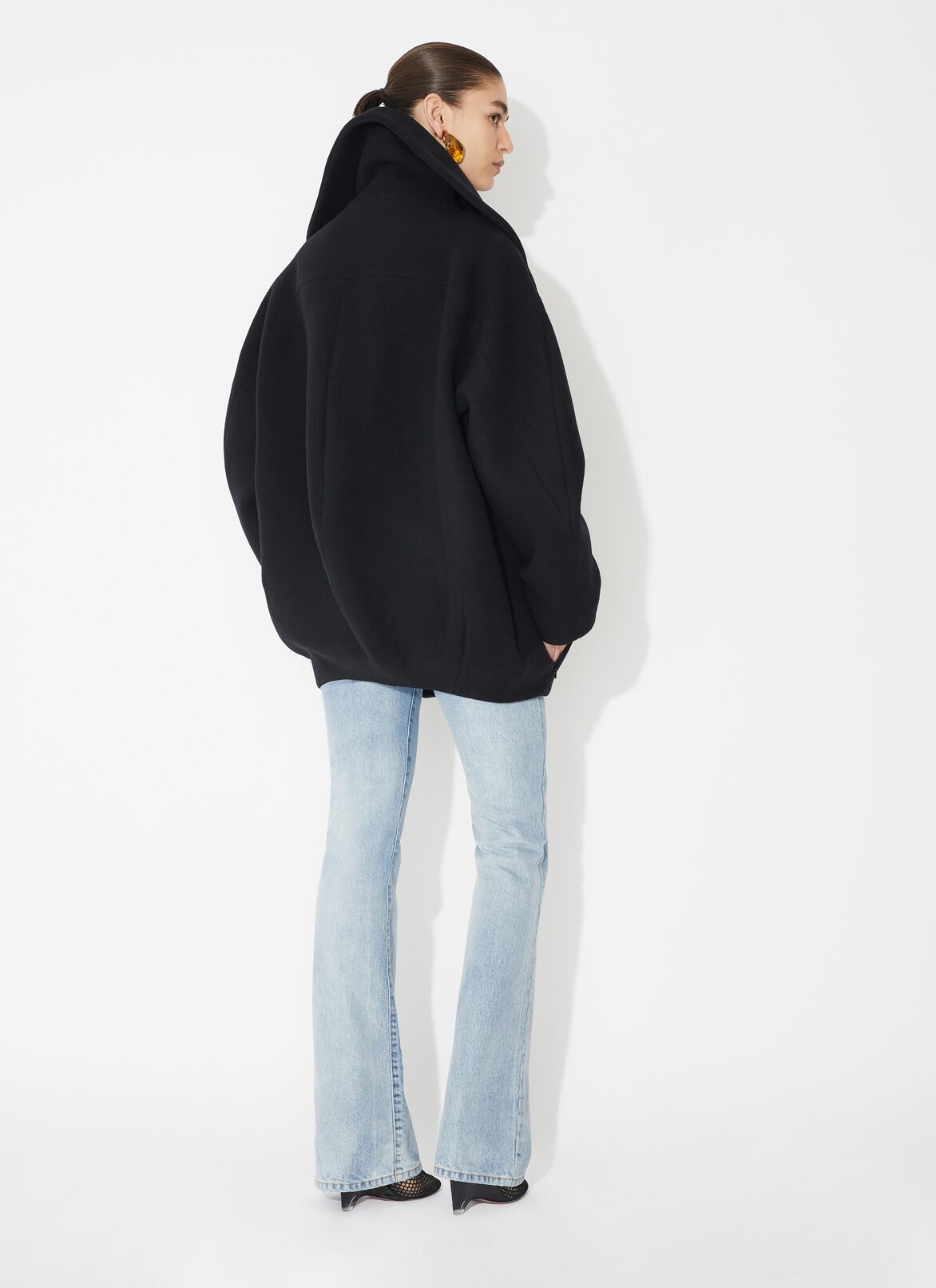 Round wool caban ALAÏA BLACK ROUND WOOL CABAN
